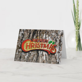 Custom MERRY CHRISTMAS TREE BARK SAISON'S GREETING Feiertagskarte