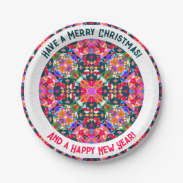 Custom Merry Colorful Modern Christmas Party Pappteller