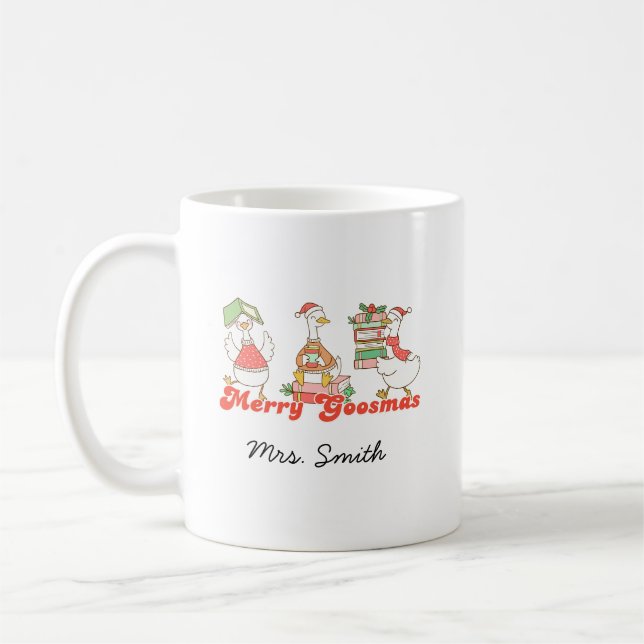 Custom Merry Goosemas Lehrer Geschenk Kaffeetasse (Links)