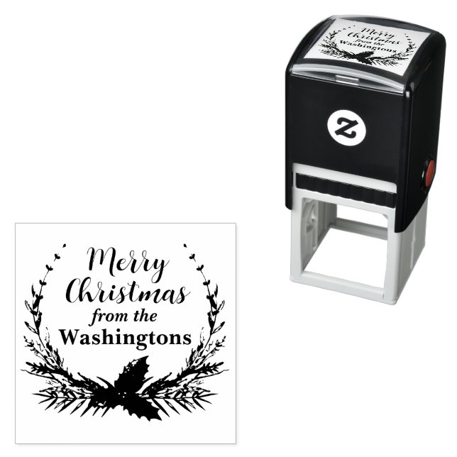 Custom Merry Weihnachts-Kranz-Selbsteinfärbung Bri Permastempel (Beispiel)