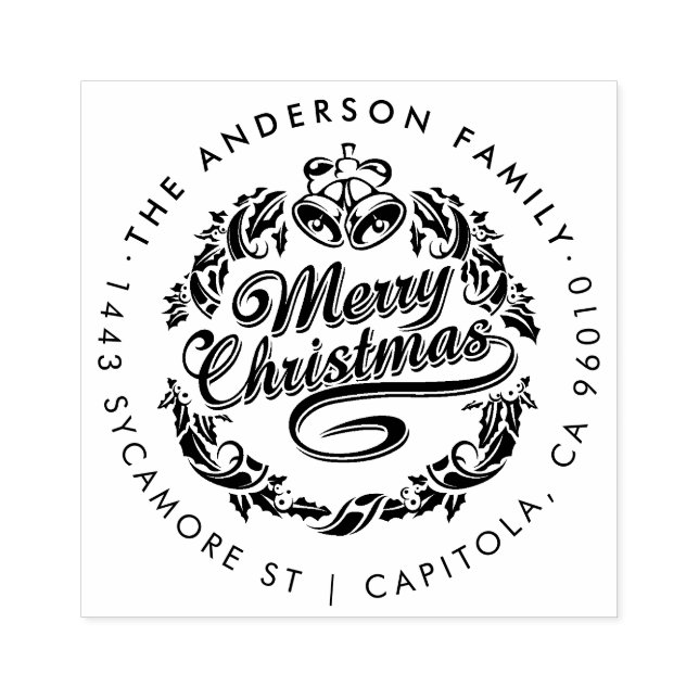 Custom Merry Weihnachtsfamilie Name Rücksendeadres Gummistempel (Prägung)