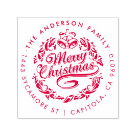 Custom Merry Weihnachtsfamilie Name Rücksendeadres Permastempel