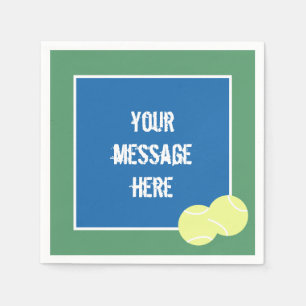 Custom Message Blue Tennis Court mit Gelben Ballen Serviette
