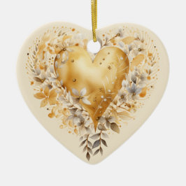 Custom Message Golden Colorful Blumenherz Geschenk Keramik Ornament