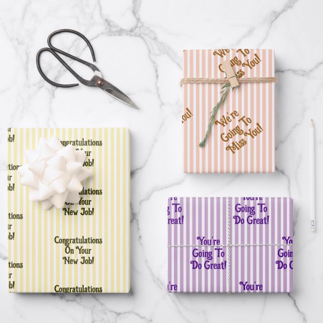 Custom Message New Job Congratulations Gift Geschenkpapier Set (Vorderseite)