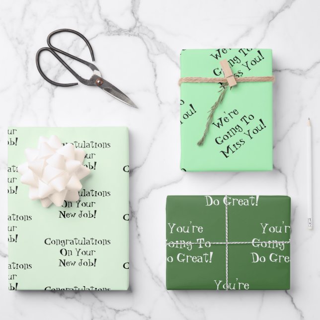 Custom Message New Job Congratulations Gift Geschenkpapier Set (Vorderseite)
