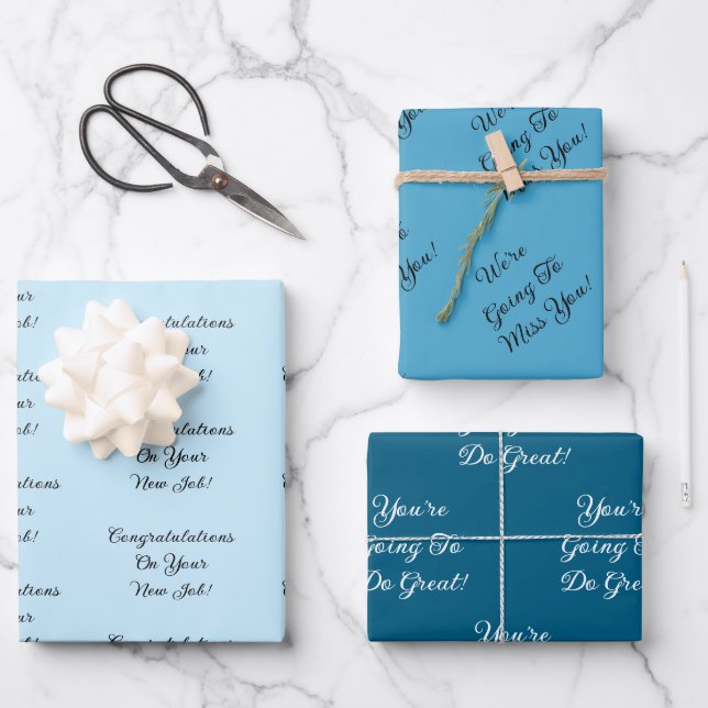 Custom Message New Job Congratulations Gift Geschenkpapier Set (Vorderseite)