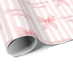 Custom Message Pink Coquette Books Herzlichen Glüc Geschenkpapier