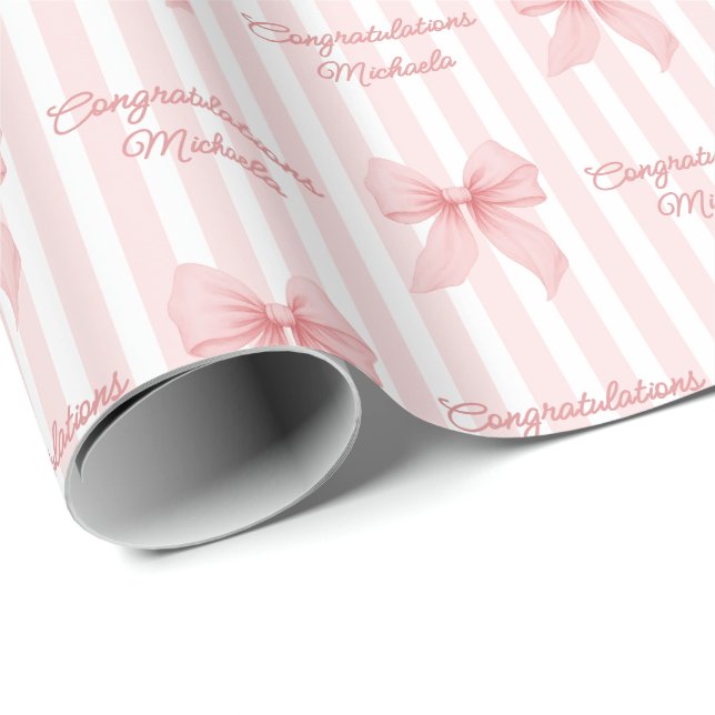 Custom Message Pink Coquette Books Herzlichen Glüc Geschenkpapier (Rolleneckpunkt)
