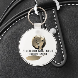 Custom Metal Golf Bag Tag,Personalized Round Sepia Schlüsselanhänger