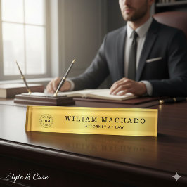 Custom Metallic Gold Name Plate for Lawyers Namensplakette