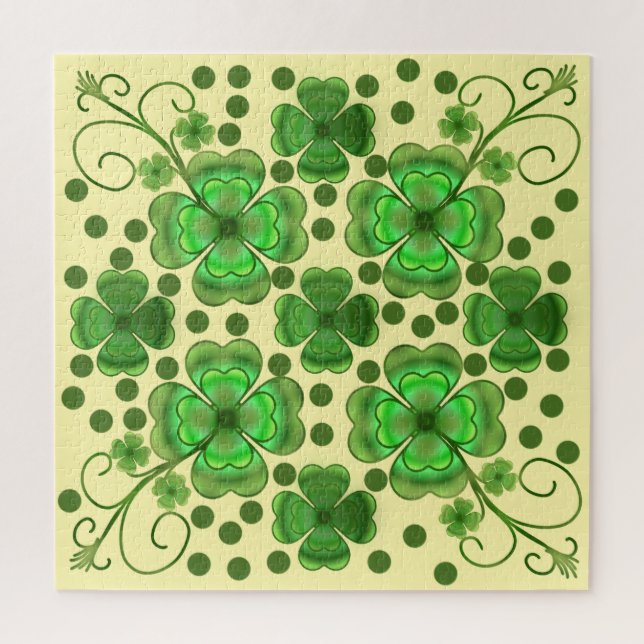 Custom Metallic Green Clover & Swirl Pattern  (Vertikal)