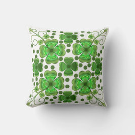 Custom Metallic Green Clover & Swirl Pattern  Kissen