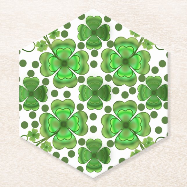 Custom Metallic Green Clover & Swirl Pattern  Untersetzer (Vorderseite)