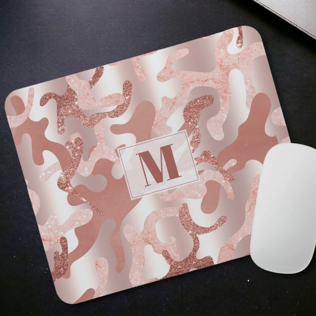 Custom Metallic Rose Gold Glitzer Rosa Marmormor C Mousepad (Von Creator hochgeladen)