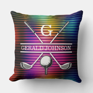 Custom Metalliful Golf Monogram Design Thro Kissen