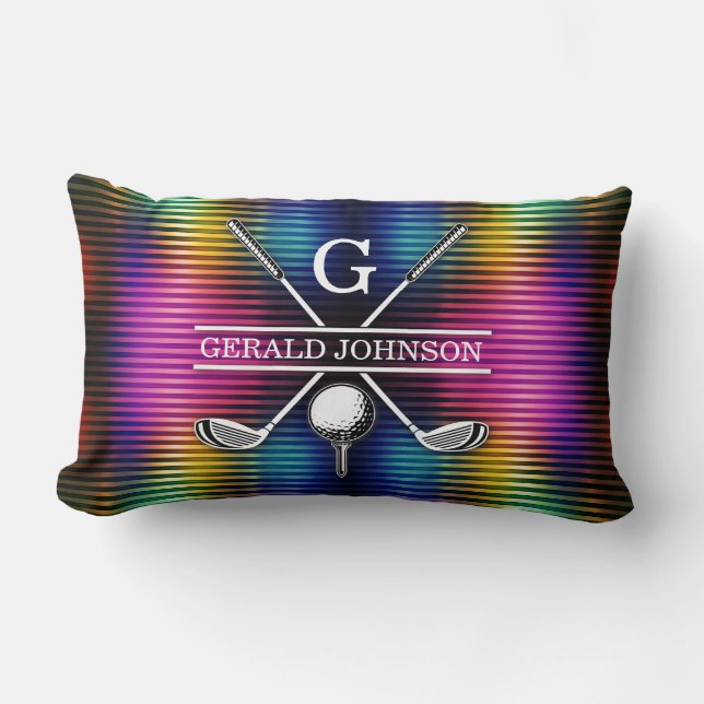 Custom Metalliful Golf Monogram Design Thro Lendenkissen (Vorderseite)
