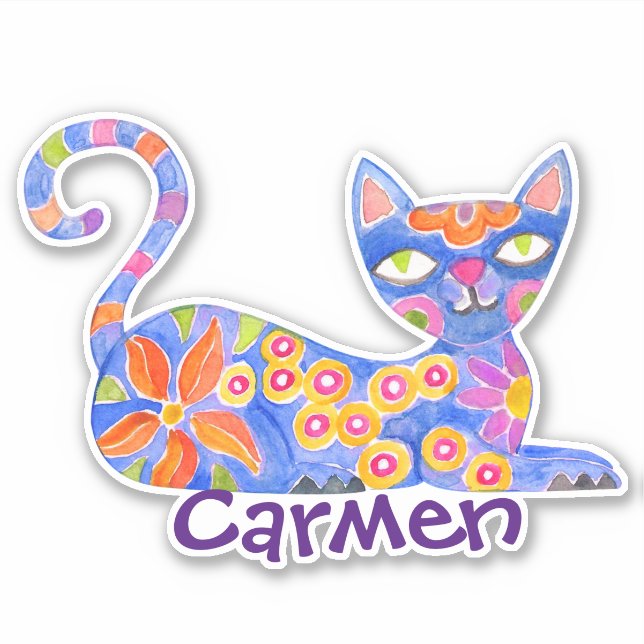 Custom Mexican Alebrije Vinyl Aufkleber - Cat (Vorderseite)