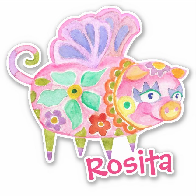 Custom Mexican Alebrije Vinyl Aufkleber - Pig (Vorderseite)