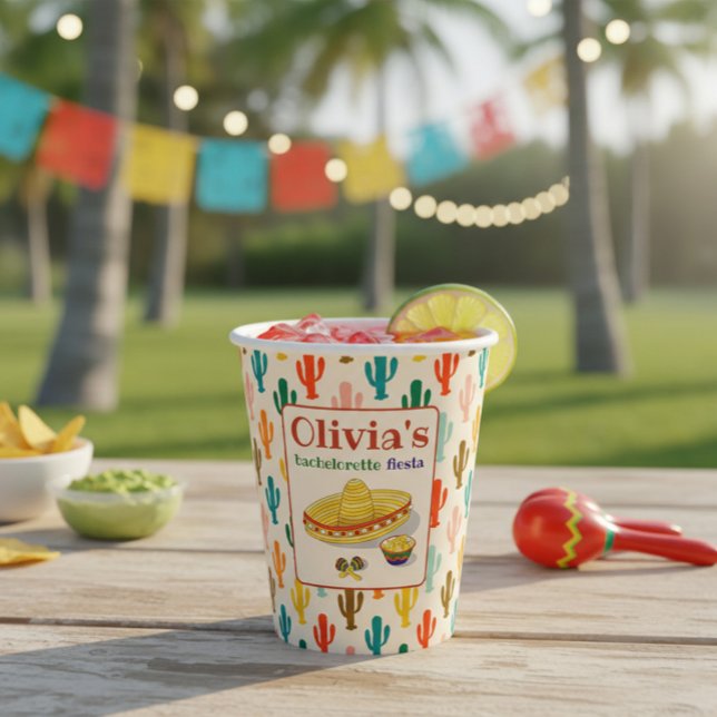 Custom Mexican Fiesta Bachelorette Party Paper Cup Pappbecher (Von Creator hochgeladen)