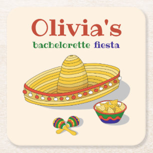 Custom Mexican Fiesta Junggeselinnen-Abschied Rechteckiger Pappuntersetzer