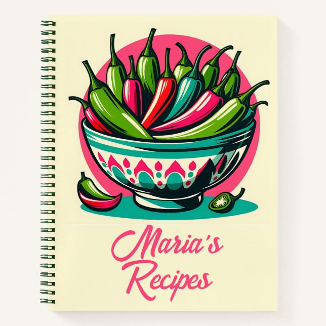 Custom mexikanische Food Chile Pop Art Rezept Buch (Vorderseite)
