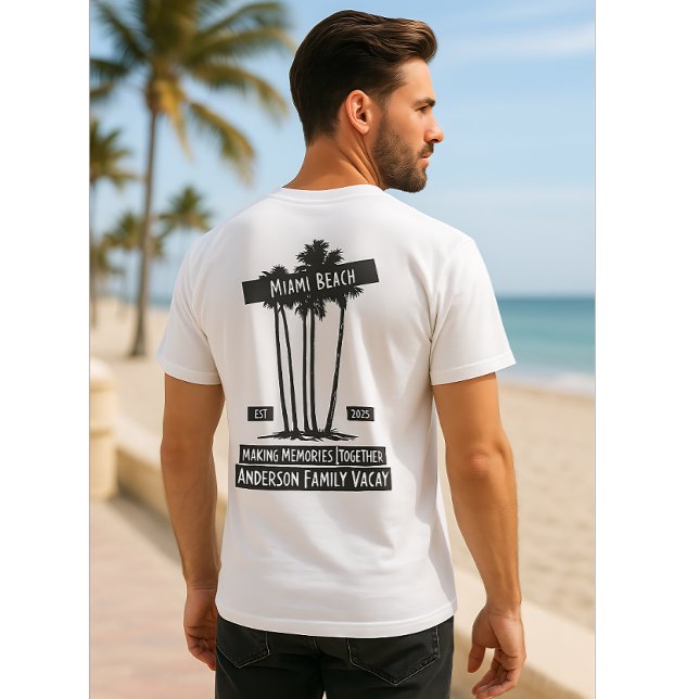 Custom Miami Beach Family Vacation Palm Tree T-Shirt (Von Creator hochgeladen)