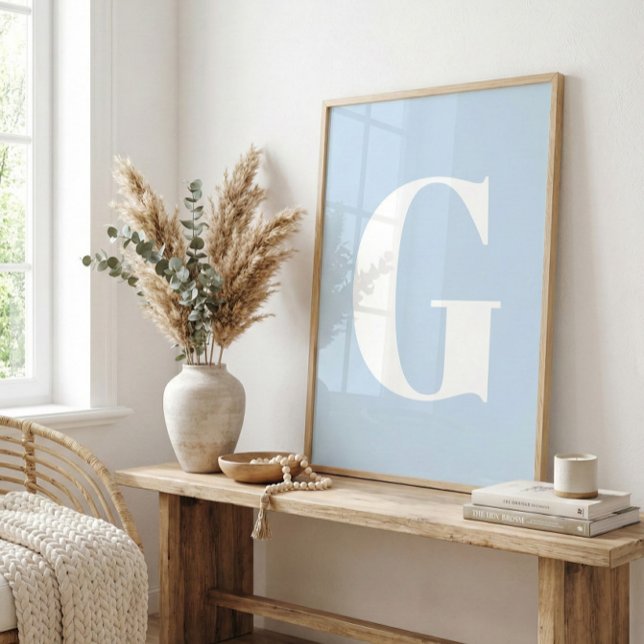 Custom Mid Century Retro Letter Initial Icy Blue Poster (Von Creator hochgeladen)