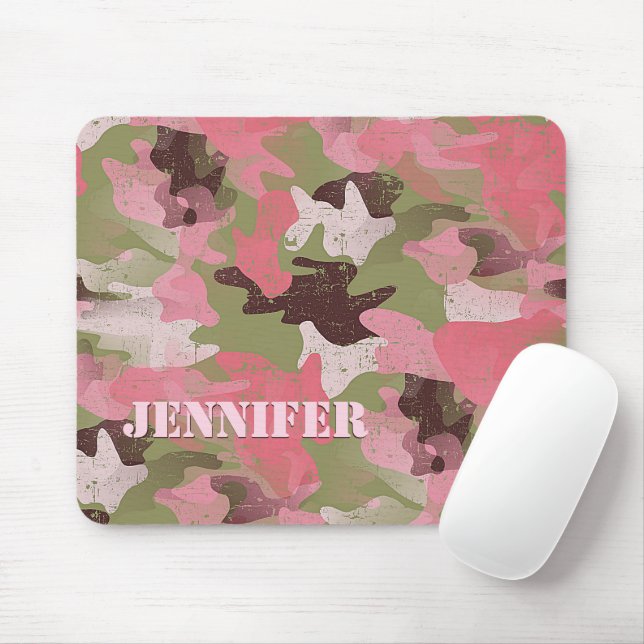 Custom Military Green Pink Camouflage Muster Mousepad (Mit Mouse)