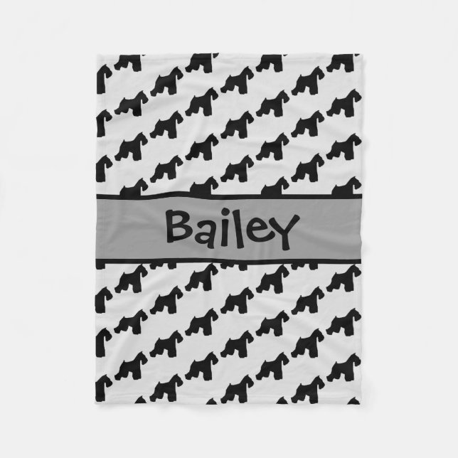 Custom Miniature Schnauzer Dog Silhouette Fleecedecke (Vorderseite)