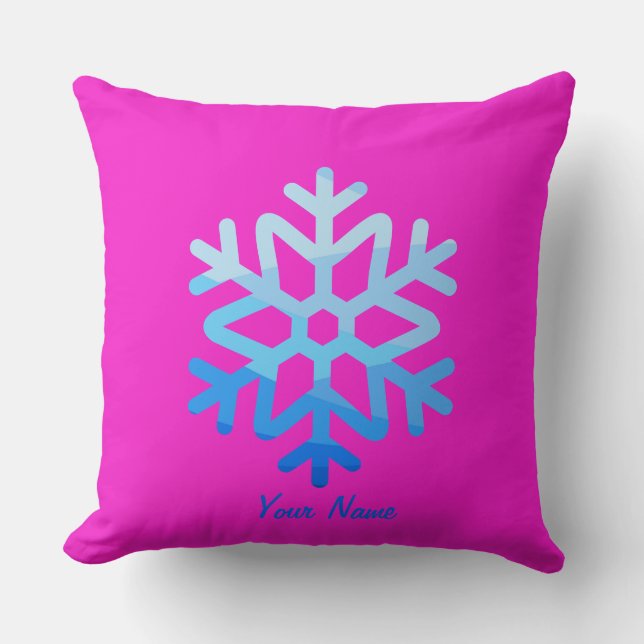 Custom Minimal CoolÄsthetische Snowflake Lightblue Kissen (Vorderseite)