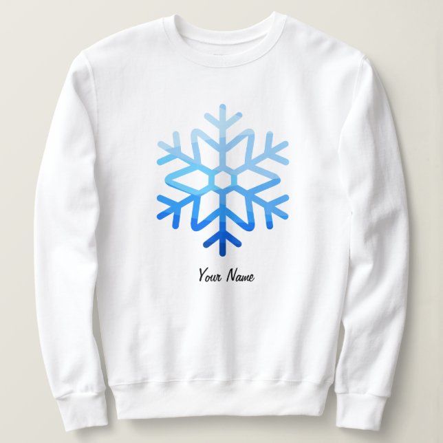 Custom Minimal CoolÄsthetische Snowflake Lightblue Sweatshirt (Design vorne)