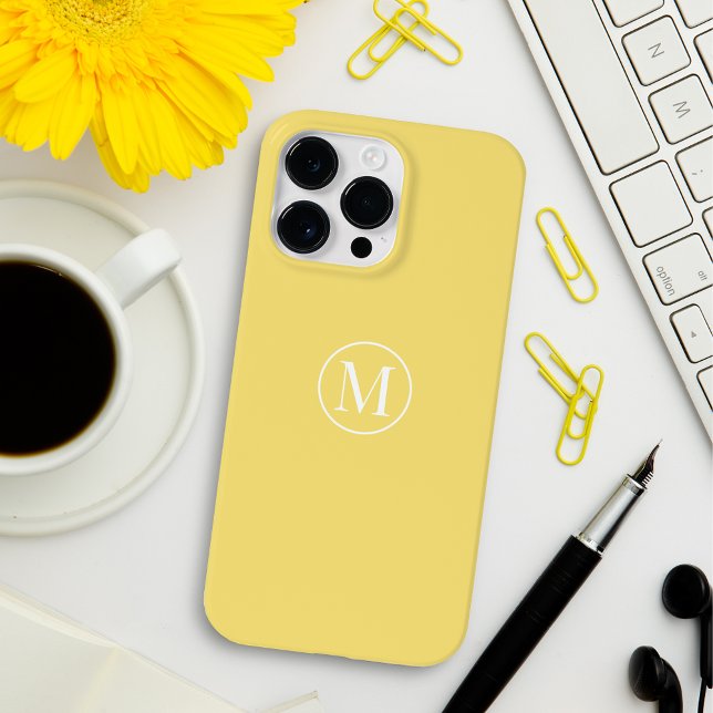 Custom Minimal Elegante Monogram Lemon Yellow Soft Case-Mate iPhone 14 Pro Max Hülle (Von Creator hochgeladen)
