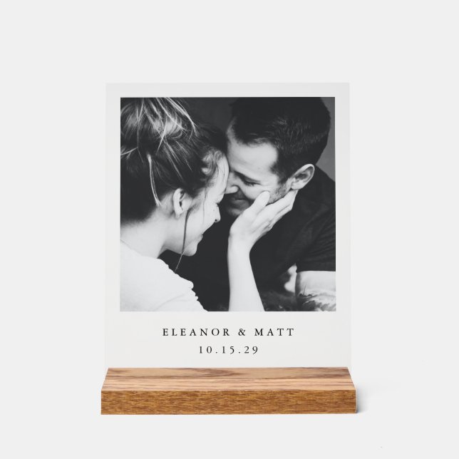 Custom Minimalist Couple Photo Wedding Clear Acrylschild (Vorderseite)