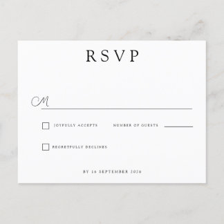 Custom Minimalist Wedding RSVP Ankündigungspostkarte
