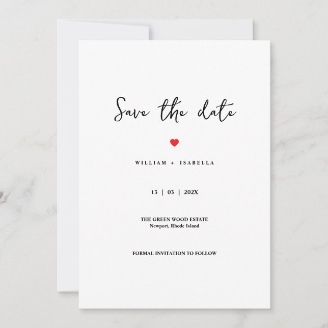 Custom Minimalistic Wedding Save the Date  (Vorderseite)