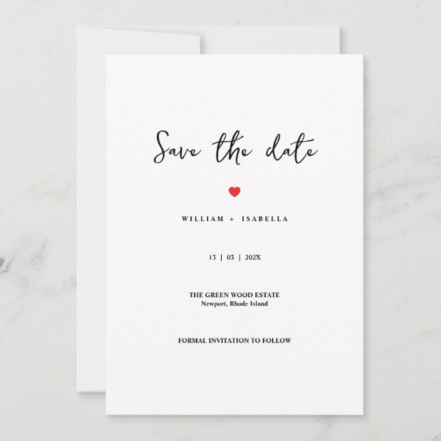 Custom Minimalistic Wedding Save the Date  (Vorderseite)