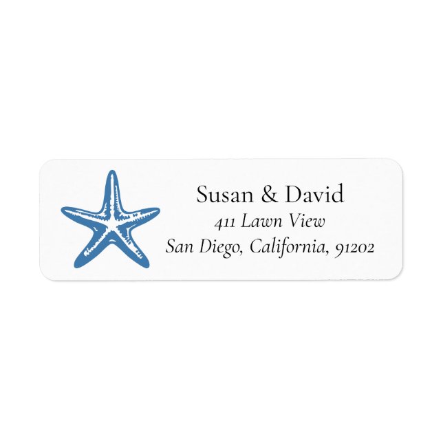Custom Minimalistisch Blue Starfish Line Coastal (Vorne)