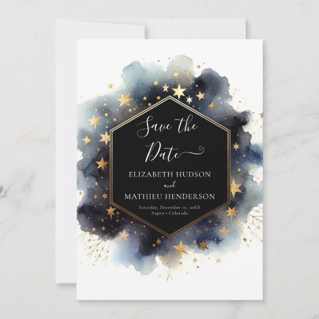 Custom Minimalistisch Celestial Wedding Save The Date (Vorderseite)