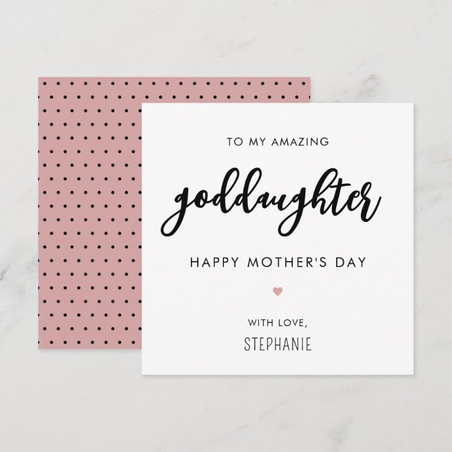 Custom Minimalistisch Modern Godtochter Mother Day Karte (Vorne/Hinten)