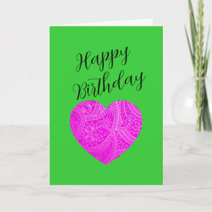 Custom Minimalistisch Modern Pink Heart Geburtstag Karte