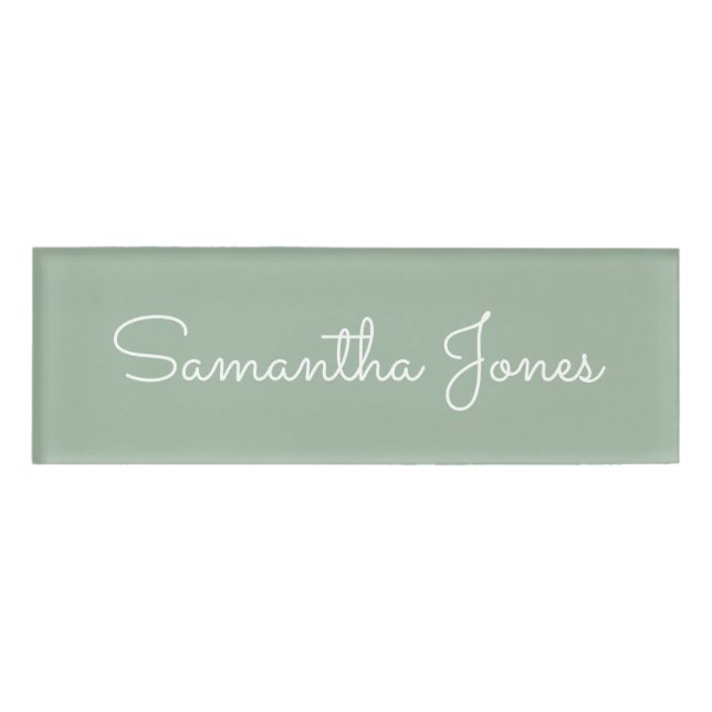 Custom Minimalistisch Modern Wedding Blue Script Namenschild (Vorderseite)