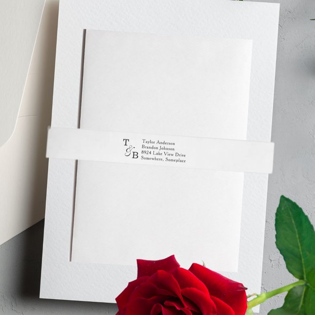 Custom Minimalistisch Monogram White Wedding (Minimalist Monogram Ampersand Custom White Wedding Wrap Around Label)