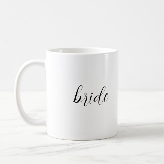 Custom Minimalistisch Script Bride Name Wedding Kaffeetasse (Links)