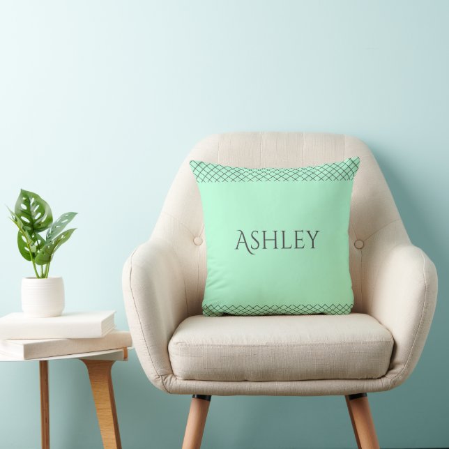 Custom Mint Green Throw Pillow | Name & Initials Kissen (Stuhl )