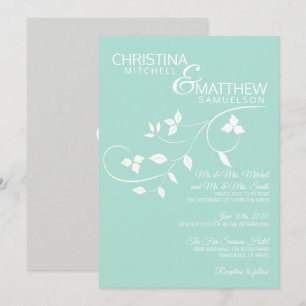 Custom MINT Green White Blätter Weinhochzeit Einladung