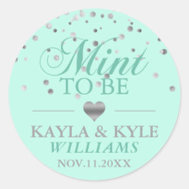 Custom Mint to be Mint Silver Confetti Wedding Runder Aufkleber