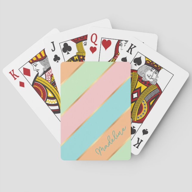Custom Minze Green Turquoise Blue Pink Gold Streif Spielkarten (Rückseite)