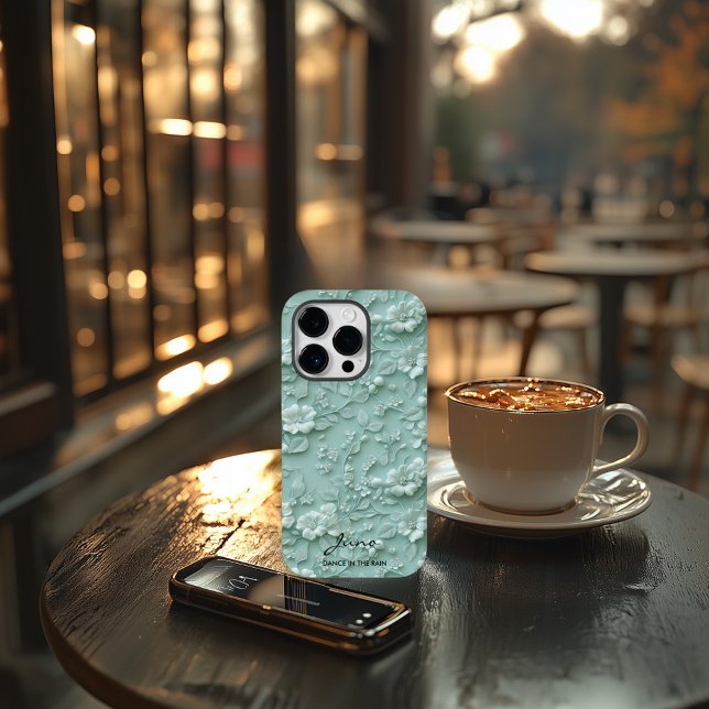 Custom Minze Grün bestickt floral Motivierend Case-Mate iPhone 14 Pro Hülle (Von Creator hochgeladen)