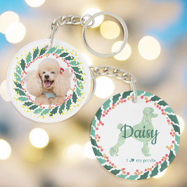Custom Minze Poodle Silhouette und Foto Schlüssela Schlüsselanhänger